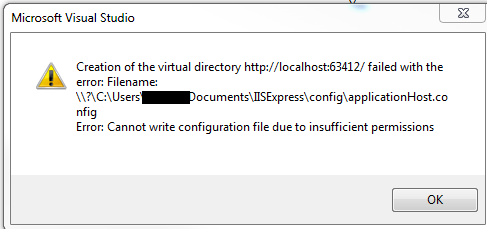 Error message when loading an existing Visual Studio project